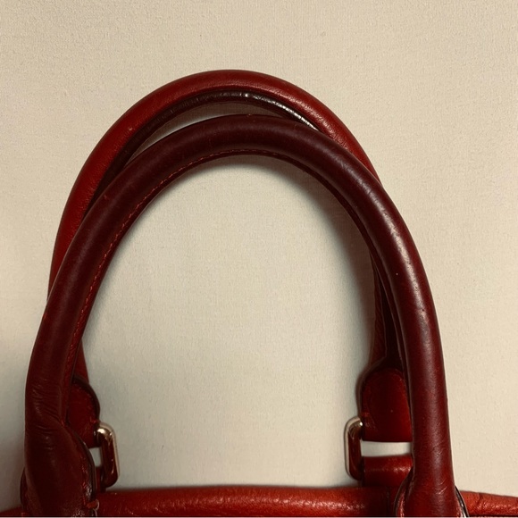 🆕 MICHAEL KORS Red Bedford Pebble Leather Satchel Shoulder Bag Medium Christmas - Picture 9 of 15